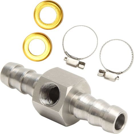 Adaptateur de raccord en T pour conduite de carburant, en acier inoxydable 304, avec collier de serrage pour conduites de boîte de vitesses, de liquide de refroidissement et de carburateur, 3/8 po (1/5)