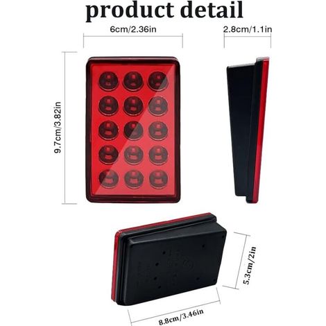 Luz de freno LED para coche estilo F1 de 15 LED, carcasa universal, luz piloto, alerón trasero, luz de freno LED, luz trasera, carcasa negra (1/3)