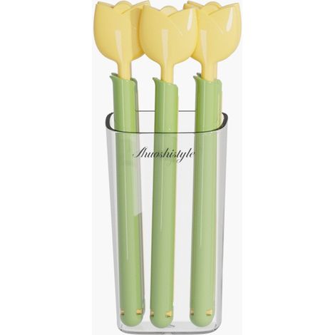 5 pièces Pinces à sceller magnétiques en forme de tulipe jaune et de carotte - Pinces pour sachets de snacks et emballages alimentaires, avec boîte de rangement pour conserver les aliments frais (1/5)