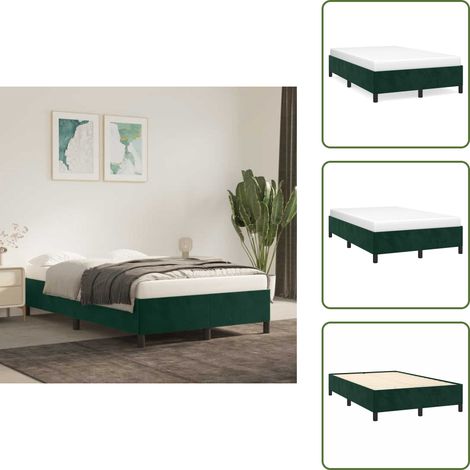 Cadre de lit sans matelas vert foncé 120x200 cm velours - Cadre De Lit - Lit Double - Lit Velours - Lit Vert - Meuble Chambre (1/5)