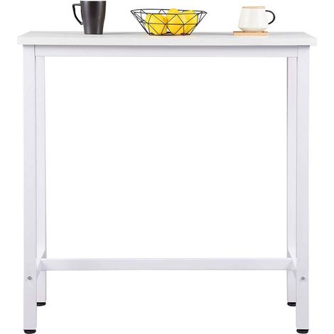 WOLTU Bartisch Bistrotisch Stehtisch Esstisch, Metallgestell, Tischplatte aus MDF, 100x40x100cm(BxTxH), Weiß