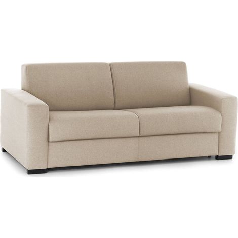 Talamo Italia Festes Sofa Mara, 3-Sitzer-Sofa, 100% Made in Italy, Sofa-Wohnzimmer, aus gepolstertem Stoff, mit schmalen Armlehnen, Cm 200x95h90, Beige