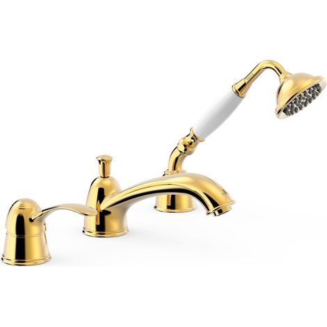 TRES 24214501OR TRES CLASIC Grifo Monomando para Borde De Bañera Color Oro 24K - ref: 24214501OR