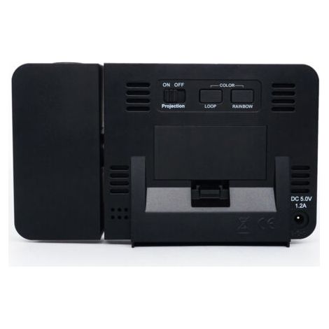 Digitaler Projektionswecker, Anzeige von Innen- und Außentemperatur, Wettervorhersage, 12/24-Stunden-Tages-/Datumsanzeige, Schlummerfunktion, USB-Ladeanschluss, 8 Hintergrundbeleuchtungsfarben (1/5)