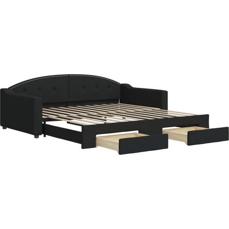 Maison Exclusive - Lit de jour avec gigogne et tiroirs sans matelas noir 100x200cm