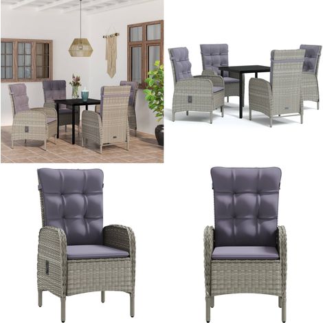 Ensemble à manger de jardin et coussins 5pcs Gris/noir - Chaises de jardin - Table de jardin (1/5)
