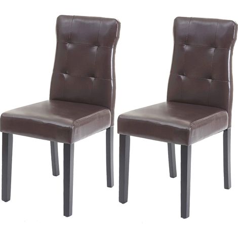 Set di 2 sedie sintetiche marroni con gambe in legno scuro CDS04444