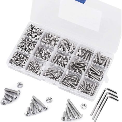 500 Vis à tête cylindrique,Acier inoxydable M3 M4 M5,Résistant corrosion,Kit fixation,Mécanique électronique (1/5)