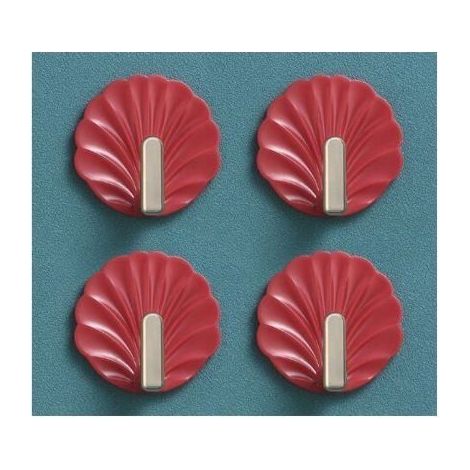 muschelförmige Wandhaken – Rot, niedliche Wandhaken, selbstklebende Haken zum Aufhängen von Taschen (1/5)