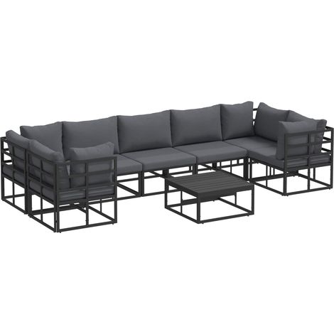 Maison Exclusive - Gartensofa-set mit Kissen 8 pcs Schwarz Alumin