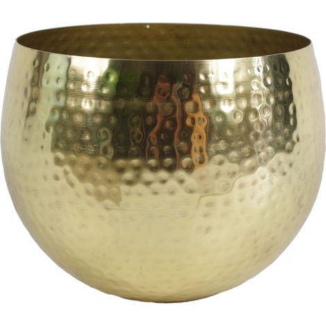 Leaf Large Metal Planter 22 x 18cm Hammered Brass Gold Colour - Straight Edge (1/5)