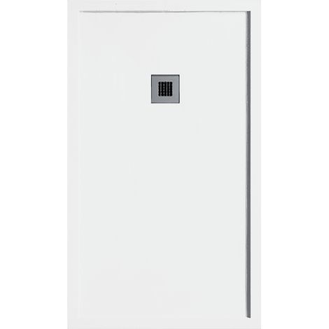 Plato de ducha resina SARIN blanco  80x100 cm rejilla acero inox.
