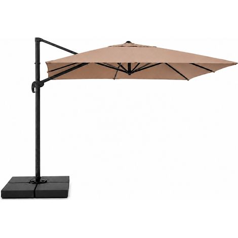 Rechteckiger Sonnenschirm 3 x 4 m, seitlich versetzt, drehbar, taupefarben, aus Aluminium CEZIR