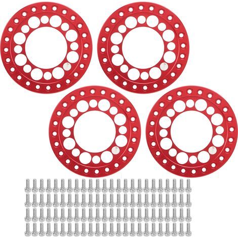 4 anneaux de jante RC en rouge, bagues beadlock de remplacement pour Axial SCX10 90046 et Traxxas TRX4, voiture RC 1/10 (1/5)