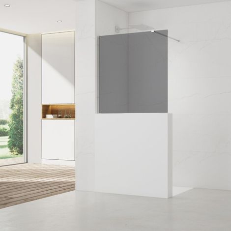 Swiss Aqua Technologies Mampara de pared 110x100cm Crystal Glass® 8 mm antical, con brazos y perfiles cromados brillantes (SATBWIS110KSPR)