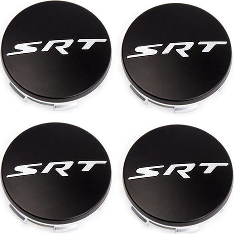 Cache-moyeu de roue 63mm compatible Dodge Hellcat SRT, Challenger et Chrysler 300C – Centre de jante, capuchon de moyeu pour jante voiture, accessoire roue auto en ABS, kit 4 pièces – Noir mat (1/2)