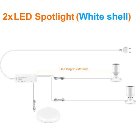 (2 bandes, lumière naturelle) Spots encastrés, variateur tactile, compatible avec la norme européenne 220 V (1/5)
