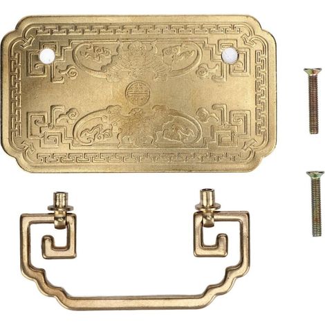 Maniglia per cassetto antica, maniglia a pipistrello tetragonale da 4,1 x 2,4 pollici, maniglie per cassetti in stile retrò cinese antica, maniglie vintage per cassetti con 2 viti per porte (ottone) (1/5)