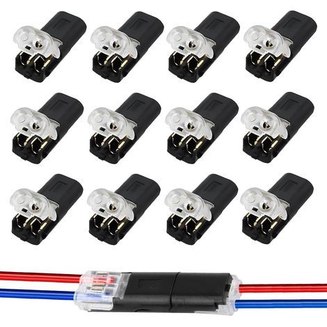 Pack of 12 2-Pin Car Connectors, 2-Pin Cable Connector, Waterproof Electrical Connector, Quick Connect Electrical Connector, Plug-in for 18-22 AWG Cable (1/5)