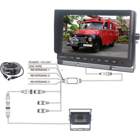 Ensemble moniteur 10,1" avec caméra de recul et câble 4 broches de 10 mètres (1/3)