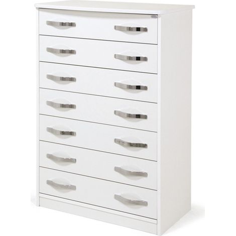 Cassettiera Bianco Frassinato in legno nobilitato con 7 cassetti h127x76x42 cm