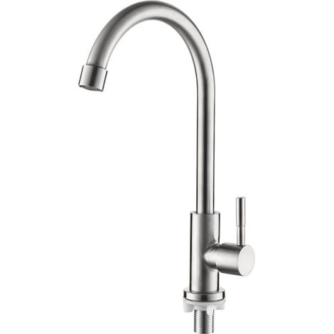 Robinet de cuisine à eau froide simple, pivotant à 360°, robinet d'évier de cuisine à poignée unique (1/4)