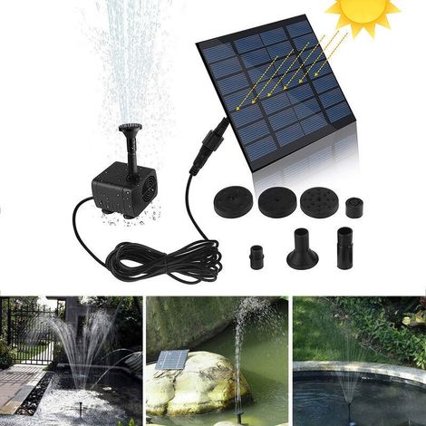 Mini pompe à fontaine solaire - Kit panneau solaire 7V 1.2W - Submersible sans balais - Circulation d'eau pour jardin et étangs (1/5)