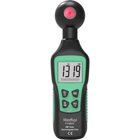Mastfuyi FY8809 EMF Meter Testeur de champ électromagnétique numérique Détecteur de rayonnement de champ électrique portatif avec lampe de poche Alarme sonore Écran rétroéclairé LCD (1/5)
