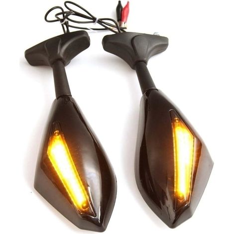 Rétroviseurs moto ABS avec clignotants intégrés, compatibles Honda, Kawasaki, Suzuki et Yamaha, couleur noire. (1/5)