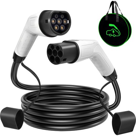 Câble de Recharge Voiture Électrique Type 2 vers Type 2 16A 3.5kW Câble de Charge Monophasé pour VE et Wallbox IP67 - Norme Européenne IEC 61926-2 (1/5)