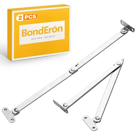 Lot de 2 supports de clapets entièrement en métal, blocage et rabat réglable de 0 à 180 °, charnière et ferrure de rabat, support de couvercle, limiteur d'ouverture (1/5)
