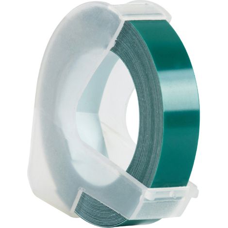 3D-geprägtes Kunststoff-Etikettenband, Nachfüllpackung für DYMO 12965 1610, 9 mm x 3 m, 1 Rolle, Seegrün