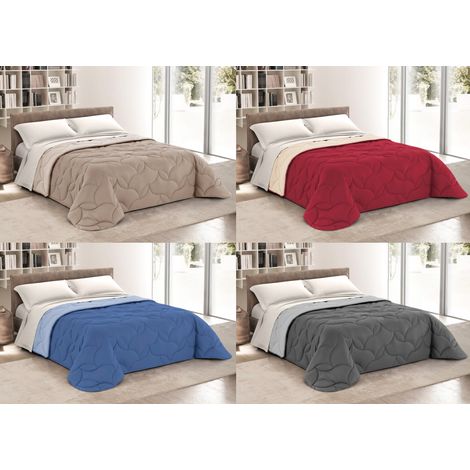 Trapunta Piumone Letto Invernale 300gr Microfibra Hilary Tinta Unita Bicolor, misuraPiazza E MezzacoloreGrigio-Grigio (1/5)