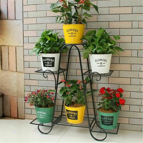6 Tier Steel Indoor Outdoor Plant Stand Home Garden Metal Flower Stand (1/4)
