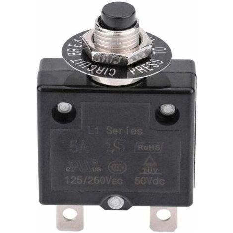 BUNTHAUS PA Disjoncteur 15A Interrupteur thermique de réinitialisation en option, 125-250V AC 50V DC Disjoncteur à bouton-poussoir de protection contre les surcharges de courant (1/4)