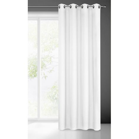 Eurofirany Rita Tenda Liscia Semplice Monocolore – 8 Occhielli Moderni, Camera da Letto, Soggiorno, Salone, cameretta dei Bambini, 1 Pezzo, Poliestere, Bianco, 140x250 cm (1/5)