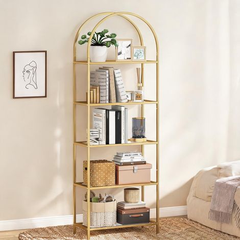 Bibliothèque oro en acciaio vetro temperato 60 x 30 x 175 cm (1/5)