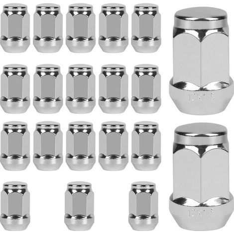 20 x Écrous de Roue M12 x 1,5 Écrou de Roue Fermé Cône 60°, Compatible avec Ford, Toyota, Hyundai, Kia, Mazda, Honda, BYD - Argent (1/5)