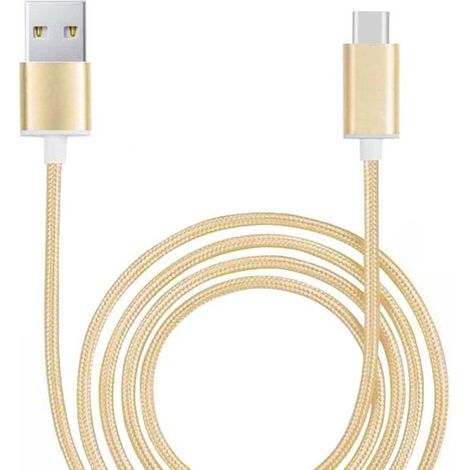 Typ C Kabel für Realme C53 Indien in Geflochtenem Nylon Schnell-Synchronisierung - Datenübertragung - GOLD