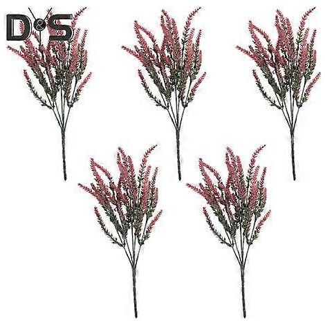 Lot de 5 branches de lavande artificielles réalistes en plastique, idéales pour décorer une table lors d'un mariage, d'une fête ou pour la maison ou le bureau.rouge (1/5)