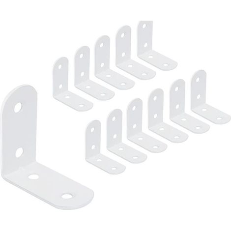 Set of 12 stainless steel corner brackets, 40 x 40 mm, for fixing wooden furniture, white (1/4)
