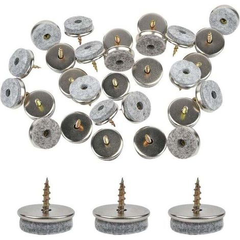 Paquete de 30 deslizadores para sillas, 18 mm de diámetro. Estos deslizadores para muebles, con almohadillas de fieltro de 5 mm de grosor, brindan una protección ideal para las patas de las sillas y s