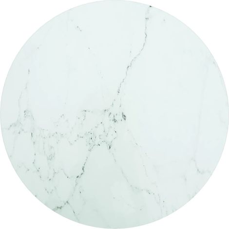 Dessus de table blanc Ø50x0,8cm verre trempé avec design marbre vidaXL