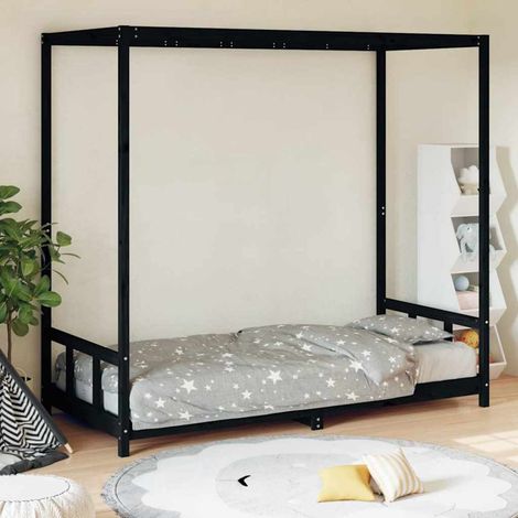 vidaXL Estructura de cama para niños madera de pino negro 90x190 cm (1/5)