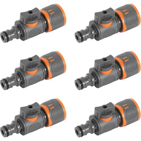 Raccords de tuyau d’arrosage 6 pièces avec vanne de régulation – Raccords rapides pour tuyaux d’eau 1/2 pouce – Pour robinet extérieur et arrosage (1/5)