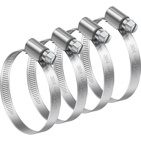 Stück verstellbare Schlauchschellen (60–80 mm), Bolatus Schlauchschellen aus Edelstahl 304, Metallschlauchschellen für Sanitärinstallationen, Schwimmbäder, Kfz- und Maschinenbau (1/5)