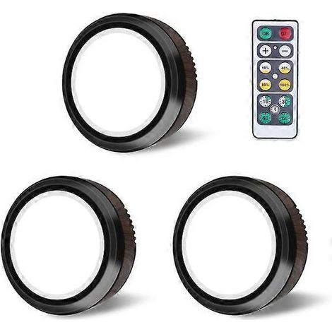 Lampe de meuble bas à piles. Spot LED rond avec télécommande (cadeau) (1/5)