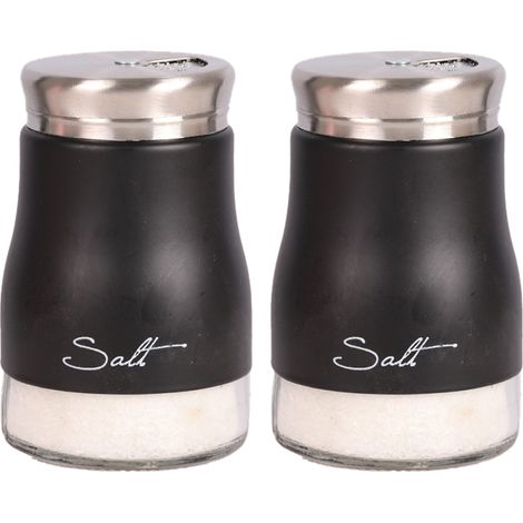 Salt And Pepper Shakers - Thick Glass Body - Stainless Steel Lid - Farmhouse Kitchen Use - Set Of 2 (1/5)