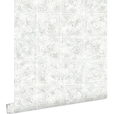 papier peint carreaux de ciment gris clair - ESTAhome (1/5)