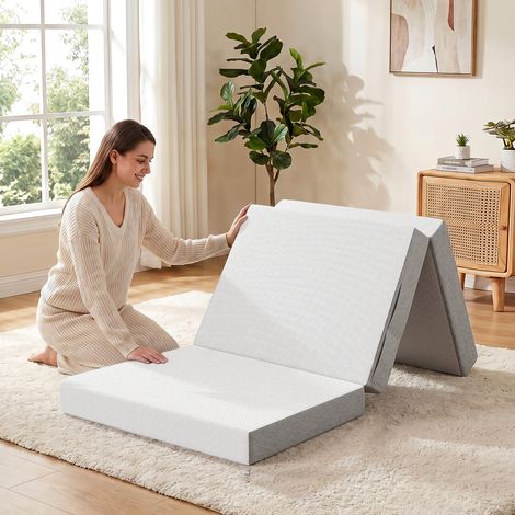 Matelas pliant 195 x 75 cm, 10 cm d'épaisseur, housse lavable, idéal pour les invités/le camping (1/5)